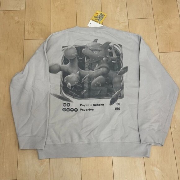 UNIQLO Pokemon Sweat shirt Mewtwo Grey Japan Size L Gift Sweater US Sz M medium